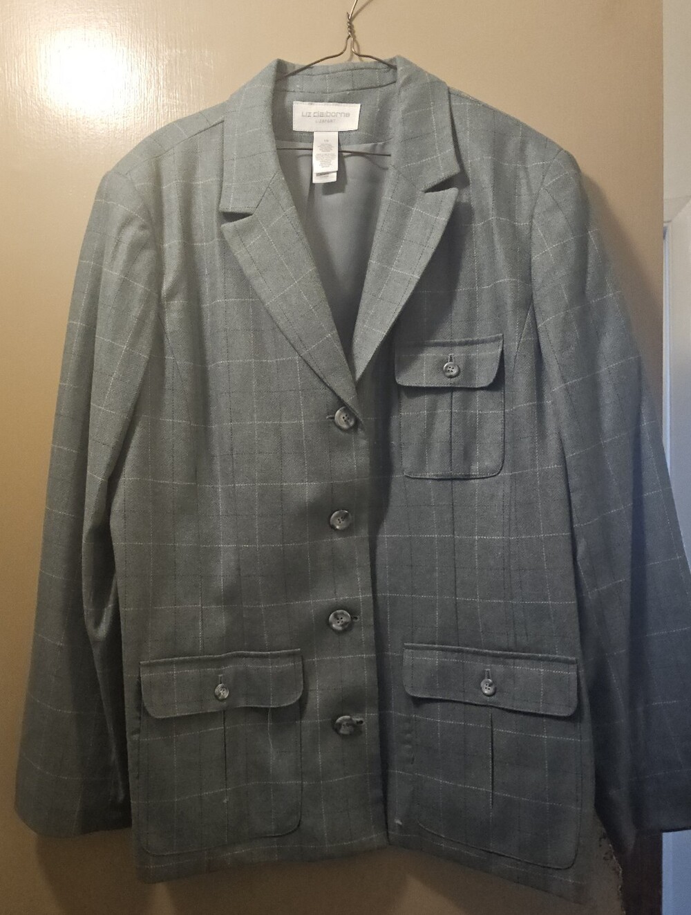Liz Claiborne Womensc Gray Windowpane Sport Coat With Pants